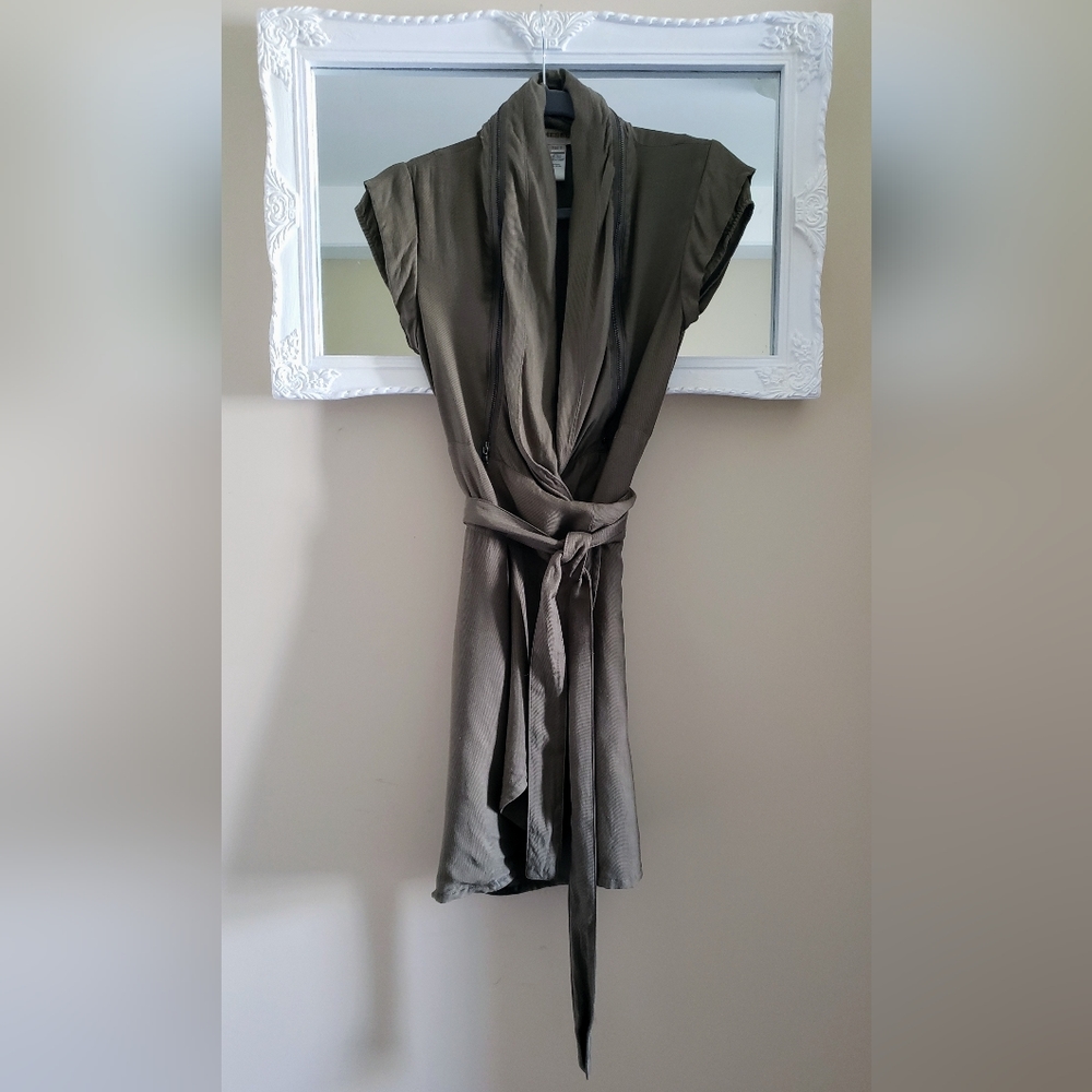 Diesel wrap dress sz Small khaki army green casual short mini cute utility style